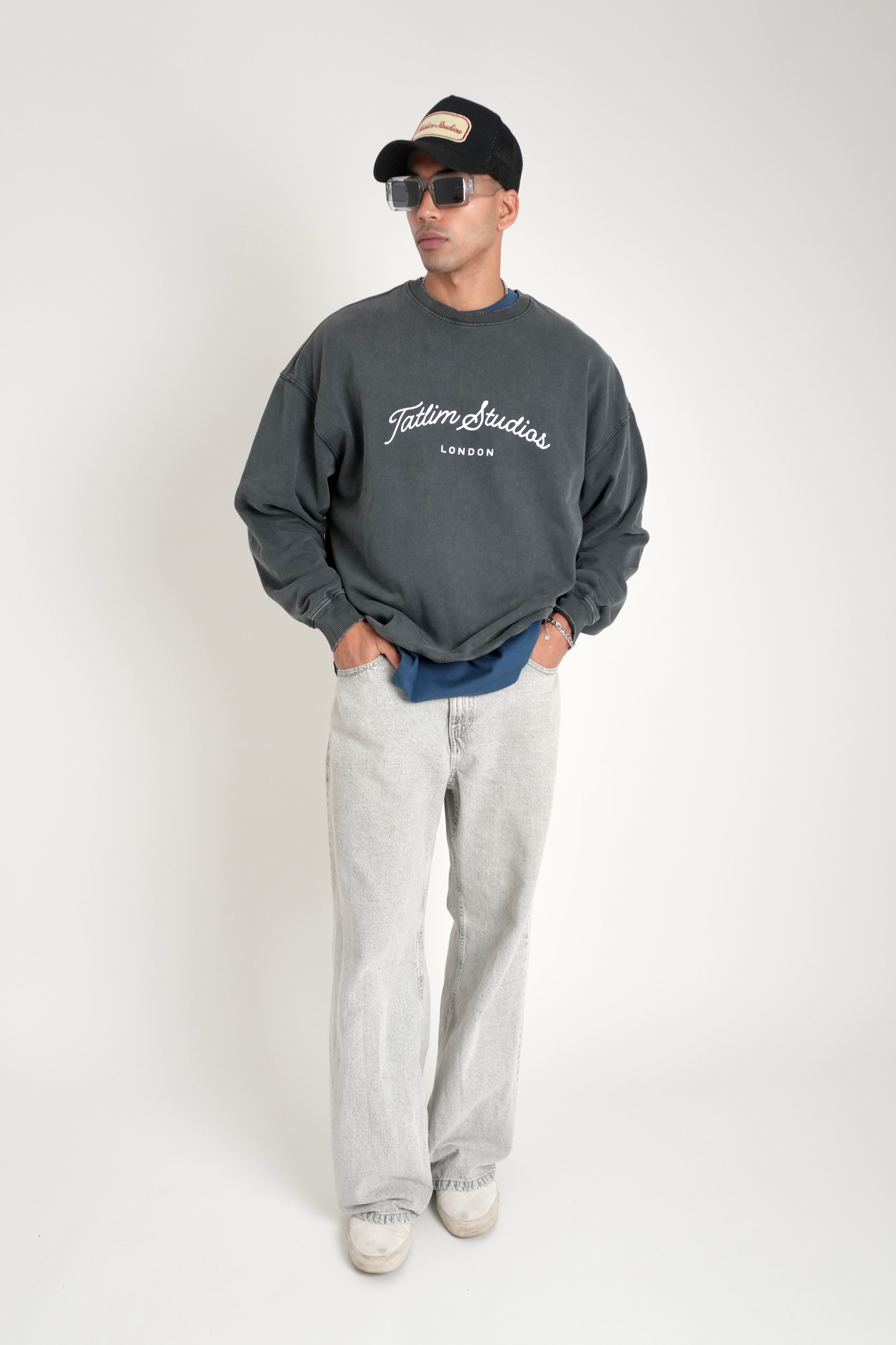 Tatlim Studios Arch Oversized Sweatshirt (Washed Grey)