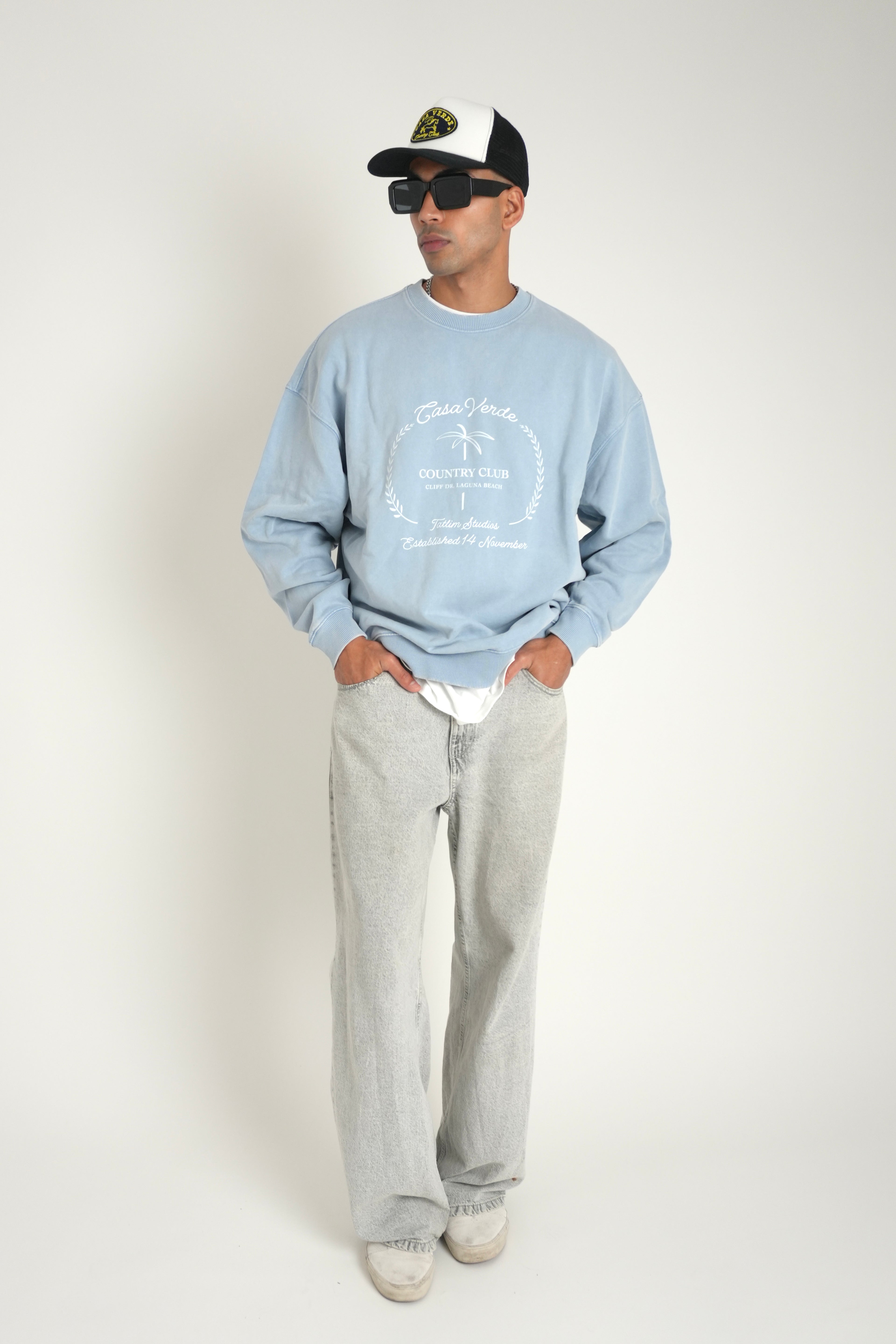 Casa Verde Cliff Drive Oversized Sweatshirt (Washed Blue)
