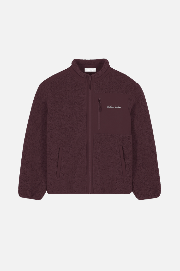 Sherpa Full Zip Jacket in plum