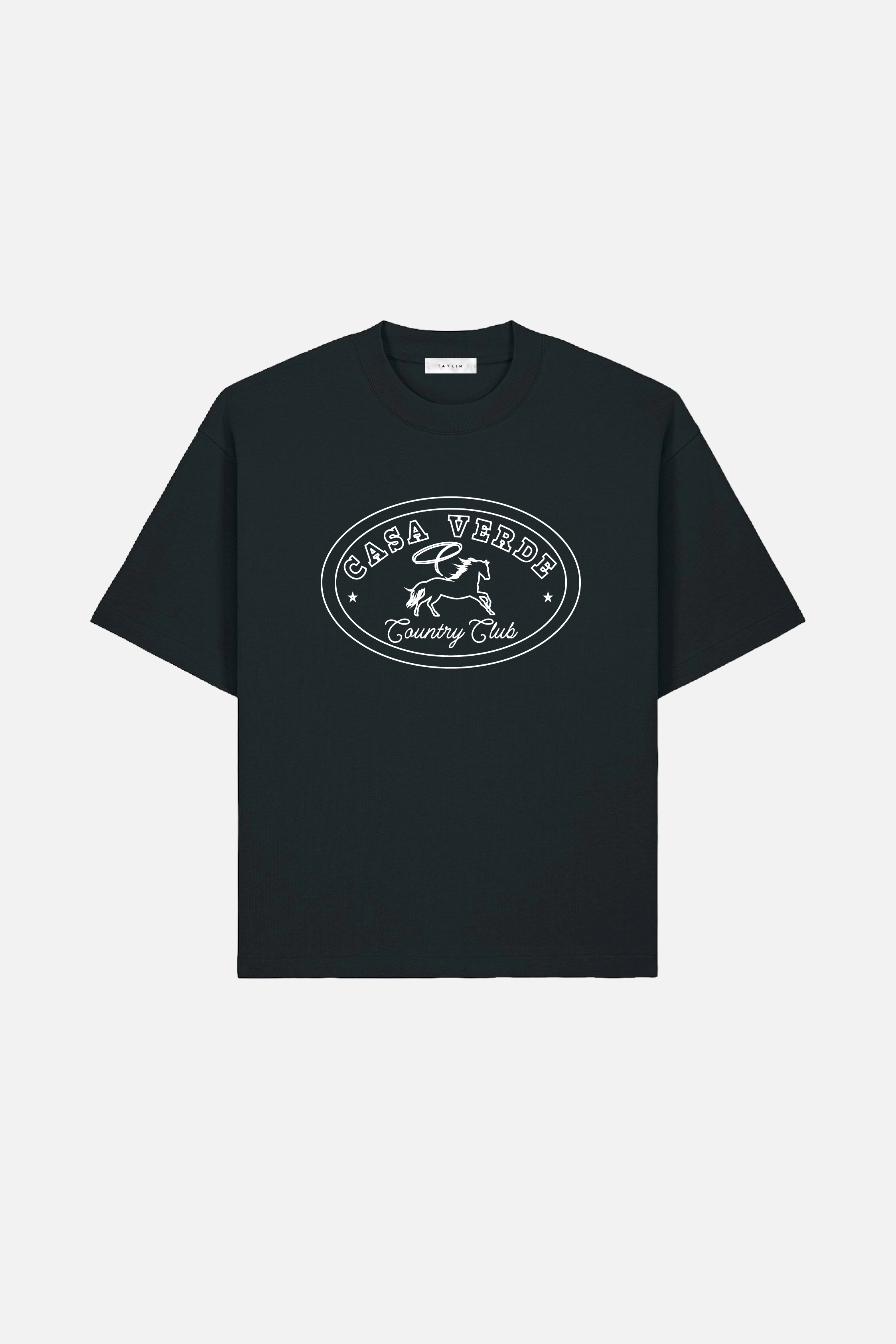 Casa Verde Horses Stamp Boxy Heavyweight T Shirt (Black)