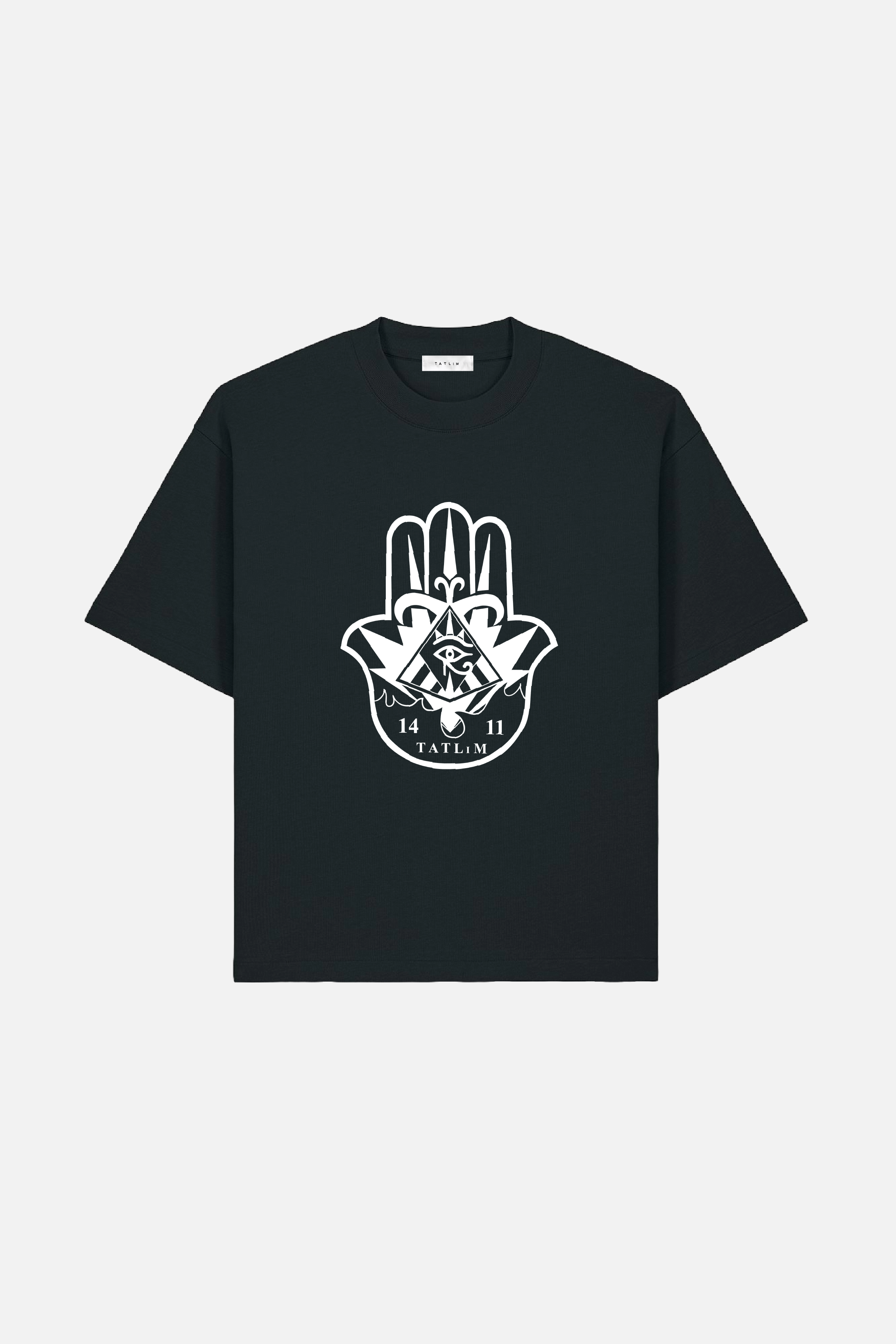 Hamsa Hand Boxy Heavyweight T Shirt (Black)