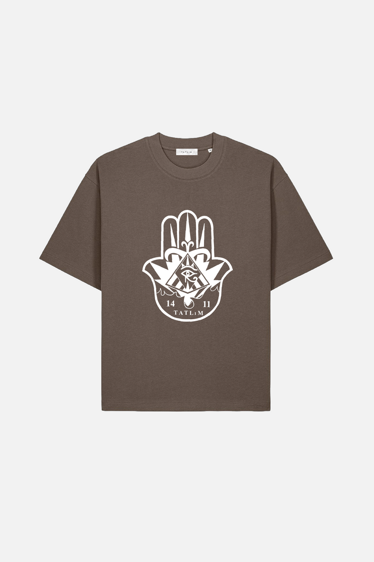 Hamsa Boxy T Shirt in tan