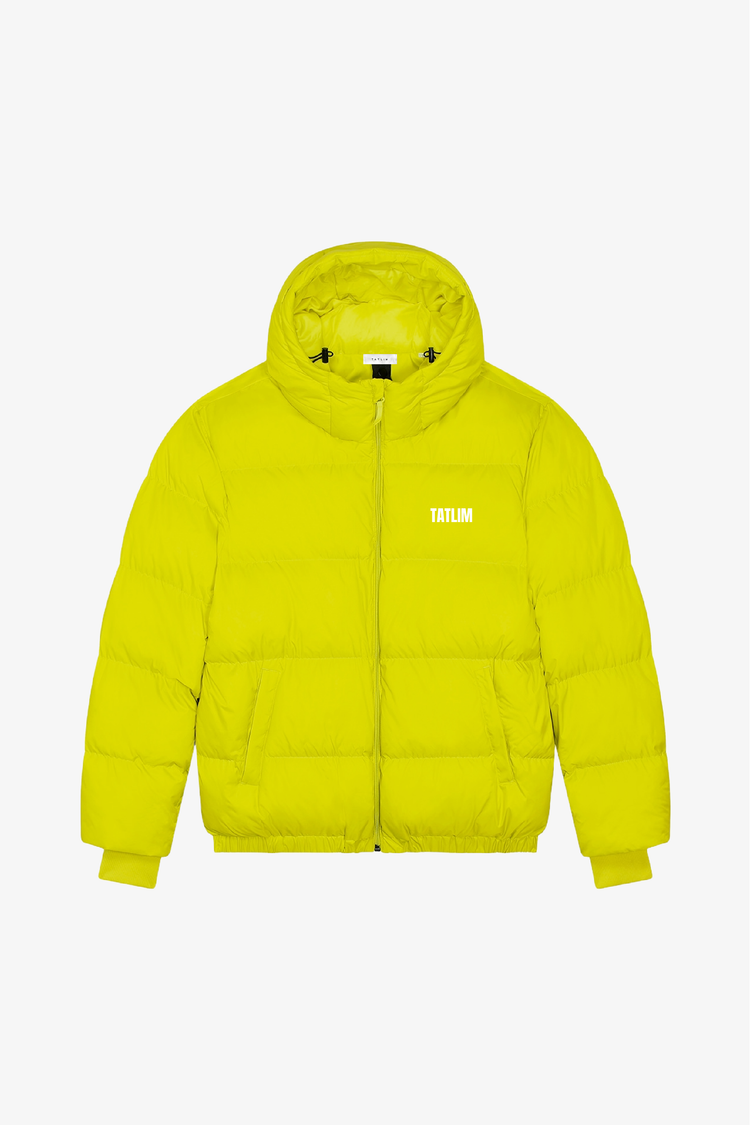 Hooded Puffer Jacket in lime