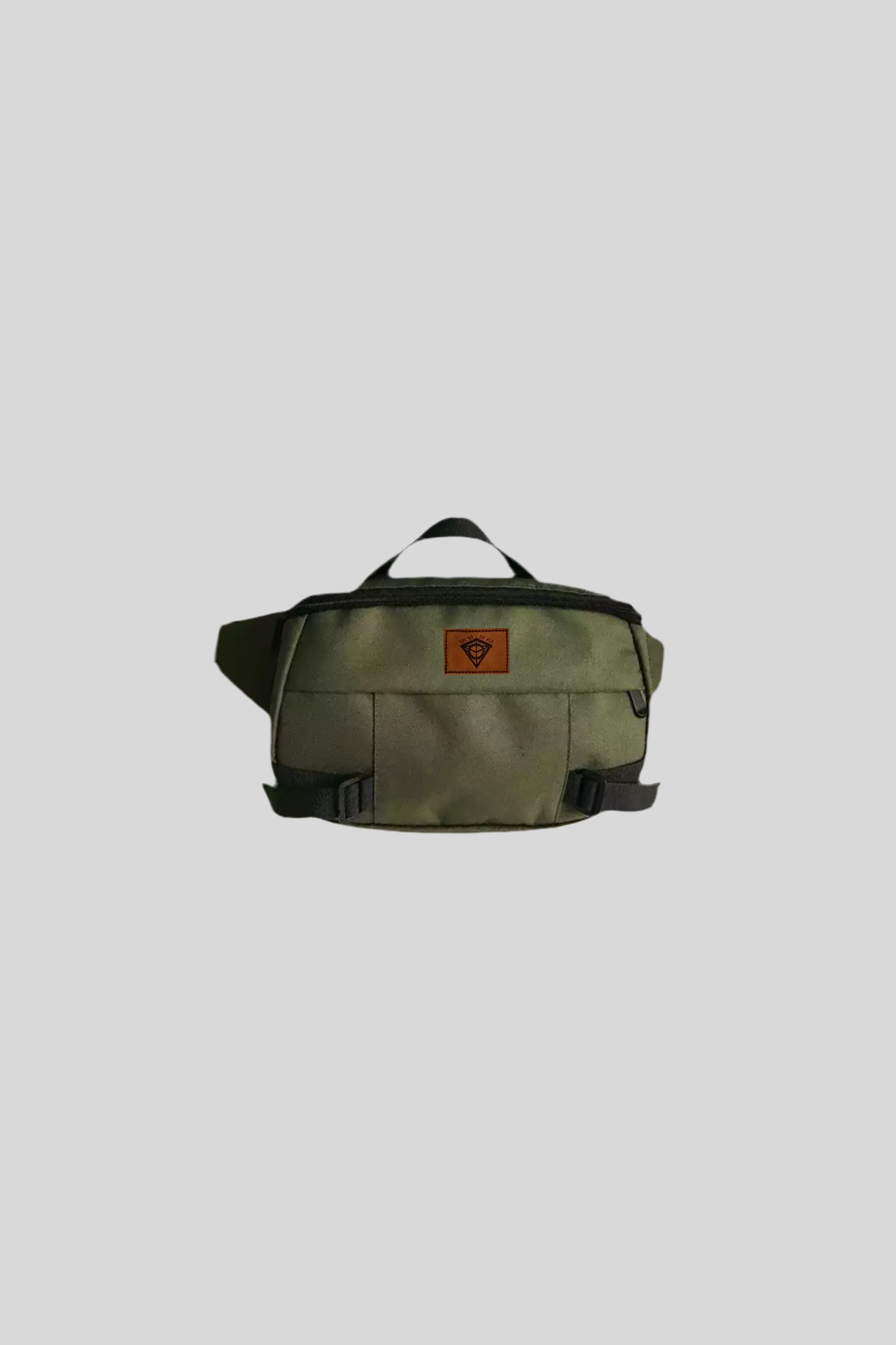 Leather Patch Oversized Crossbody Bag (Khaki)