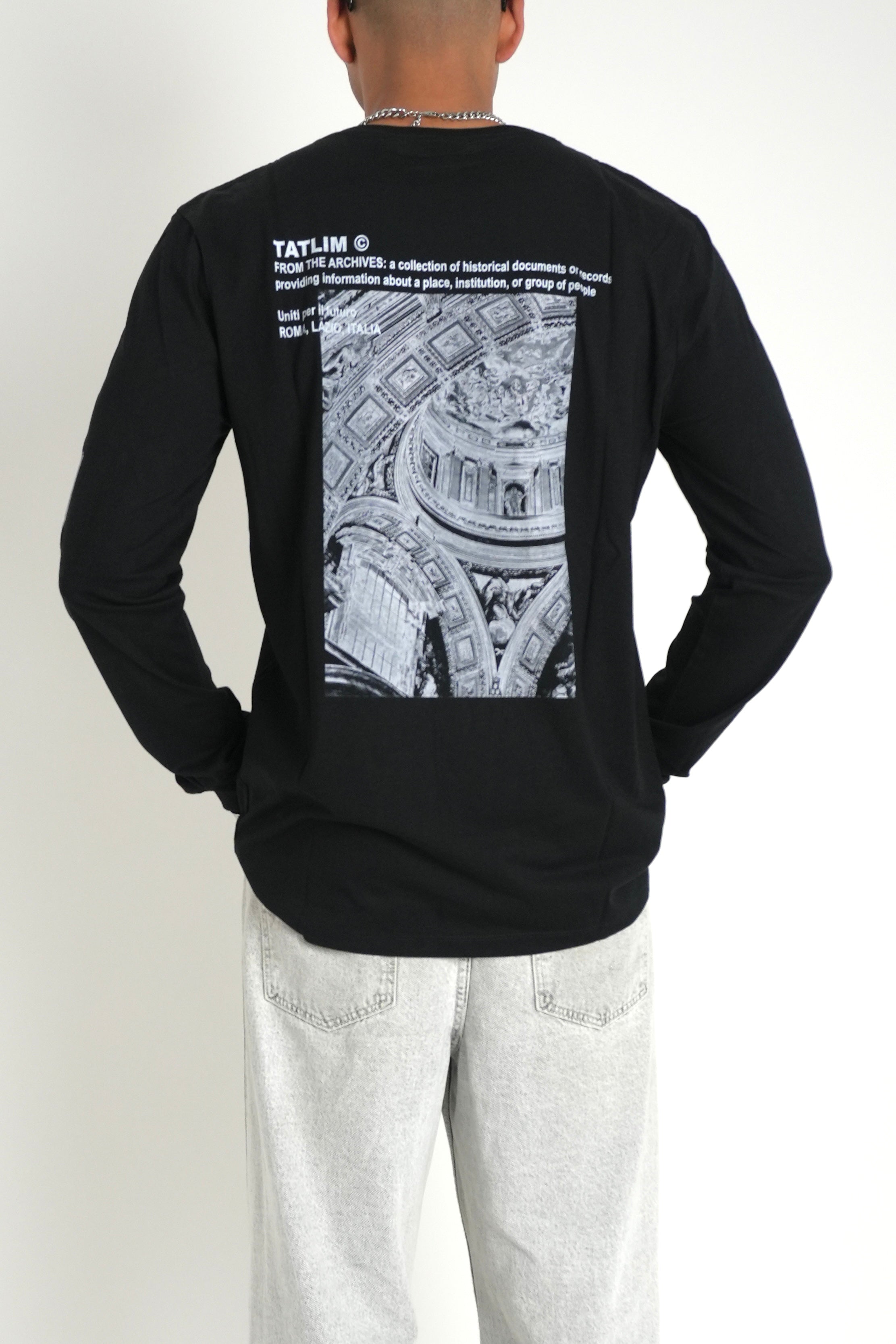 Italy Archives Long Sleeve T Shirt (Black)