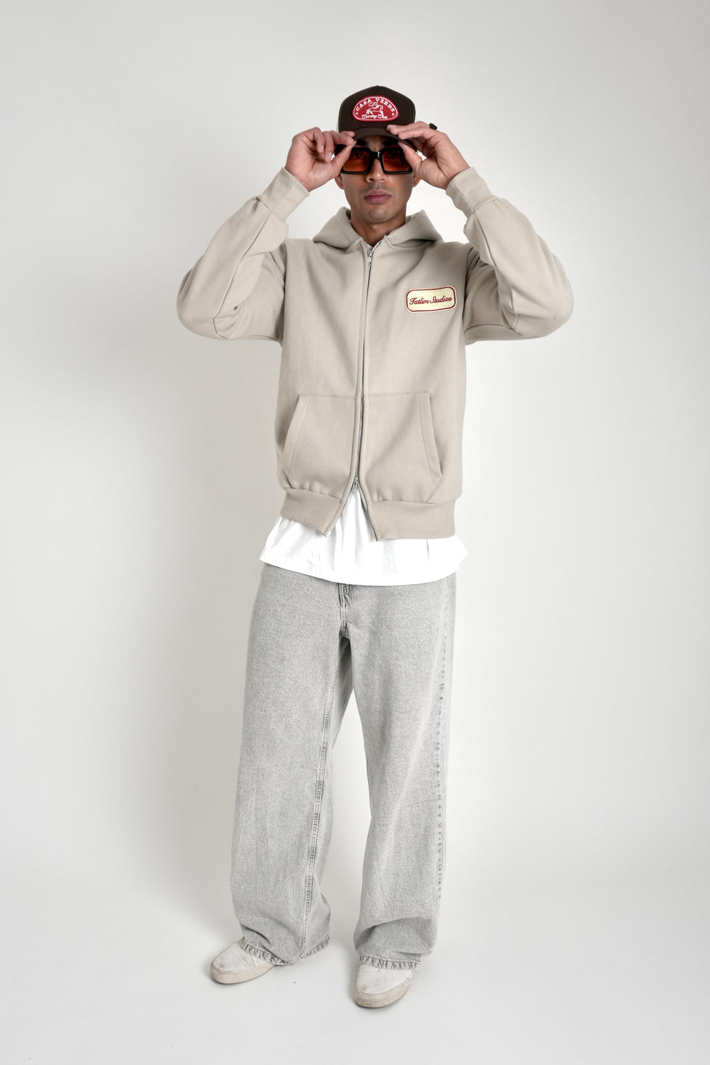 Tatlim Studios Oil Patch Zipped Hoodie (Stone)