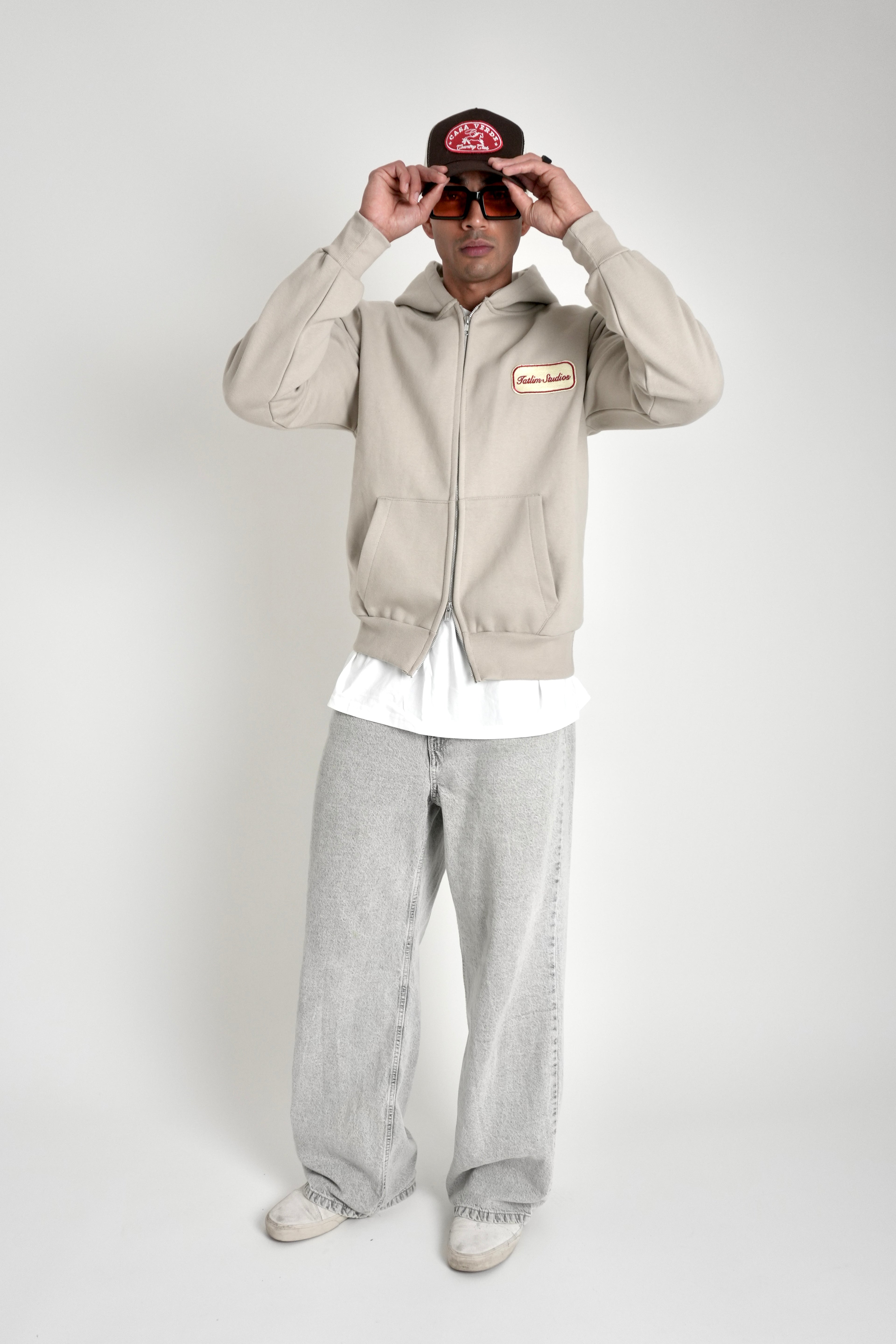 Tatlim Studios Oil Patch Zipped Hoodie (Stone)