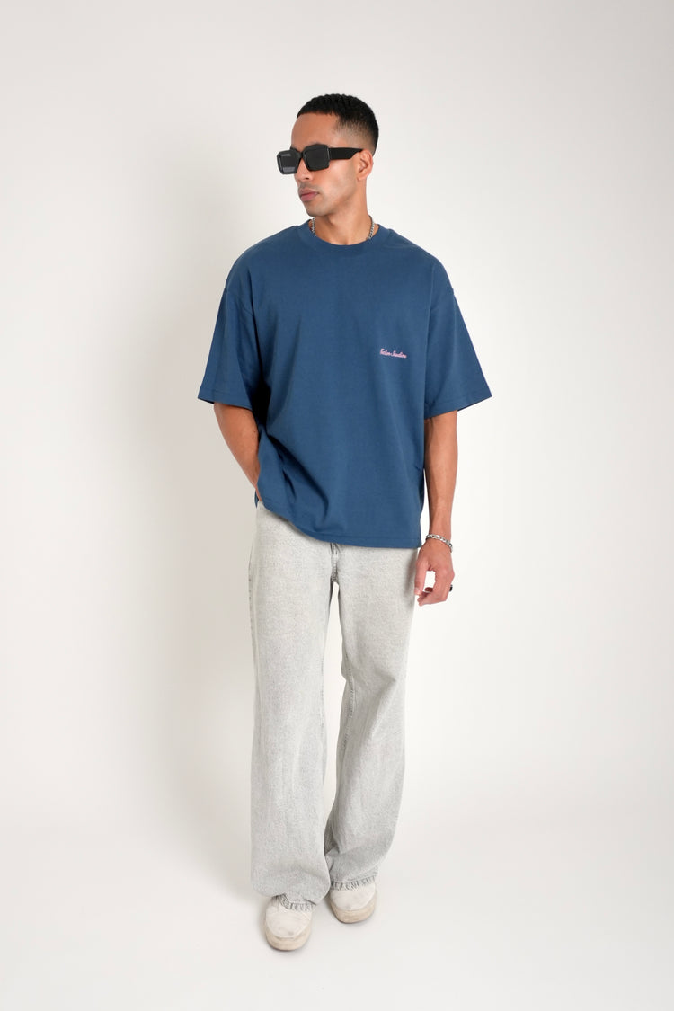 Script Boxy T Shirt in teal