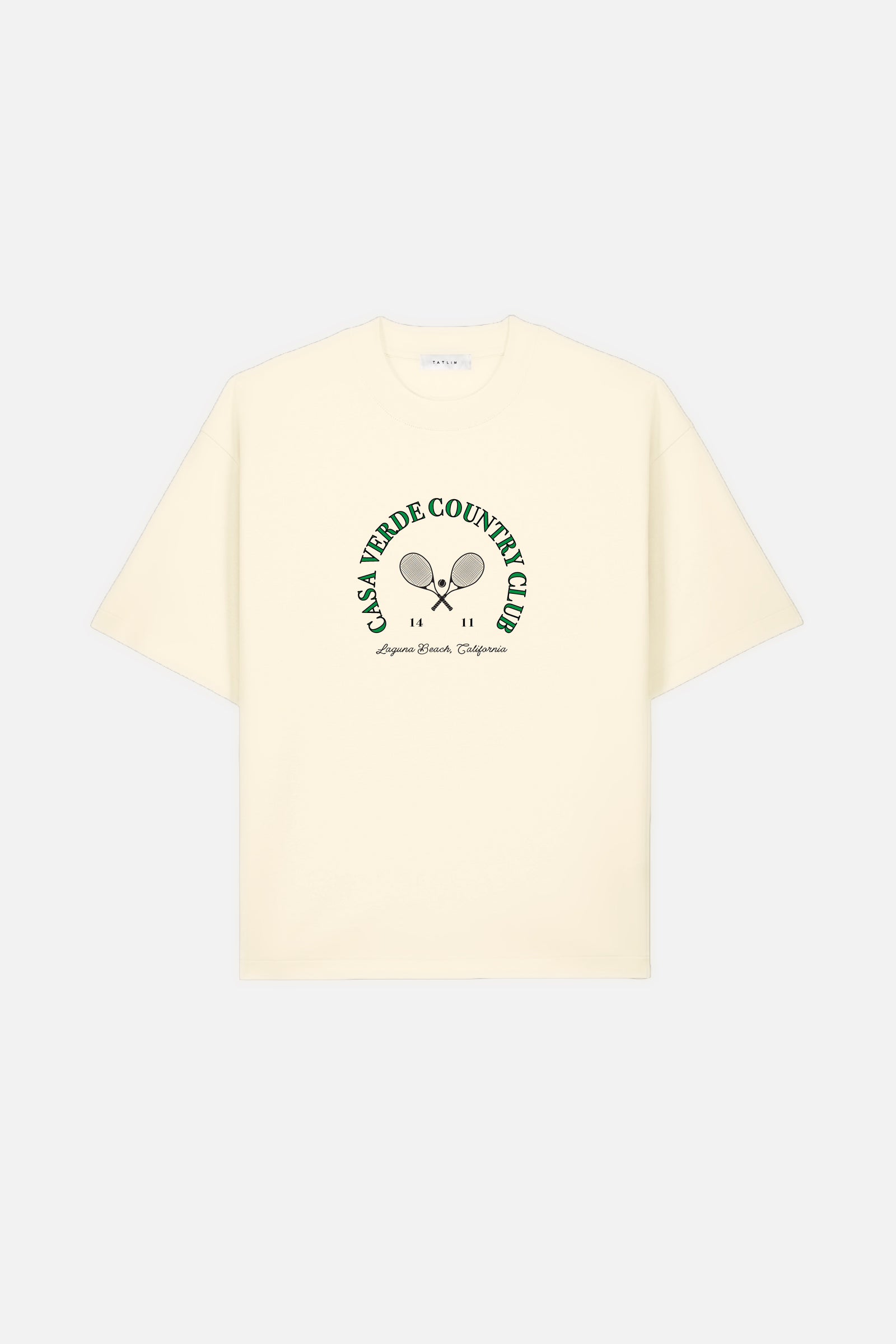 Casa Verde Tennis Boxy Heavyweight T Shirt (Cream)