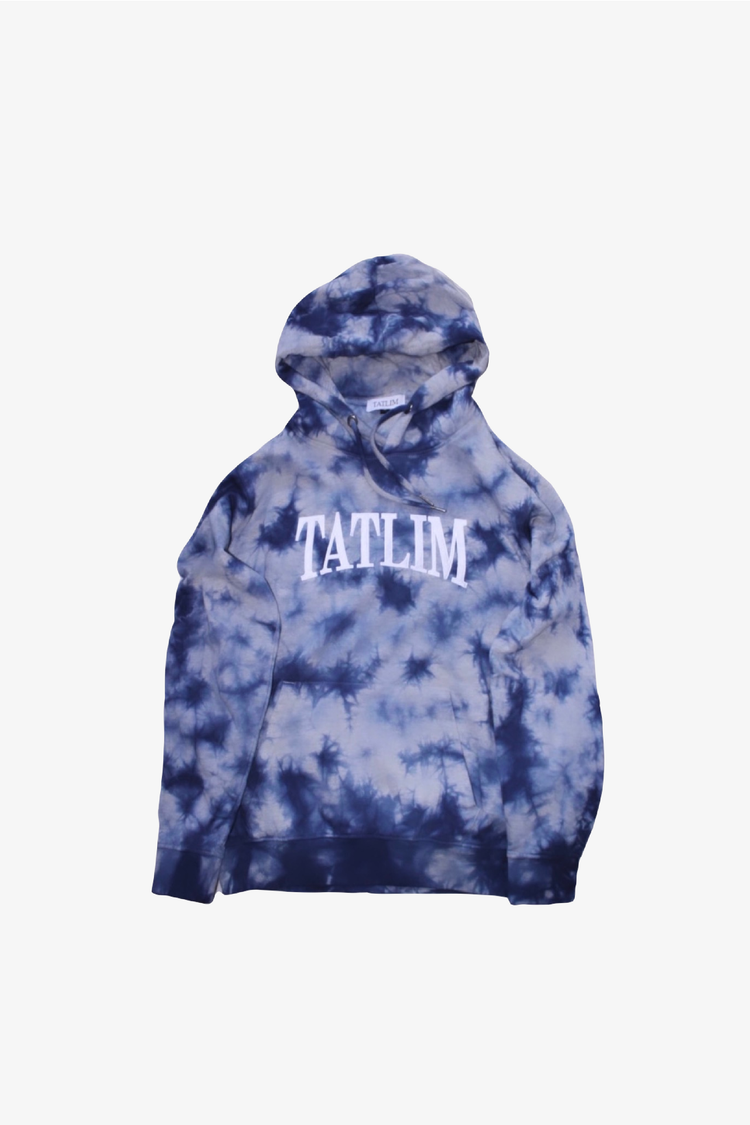 College Tie Dye Hoodie in acid blue