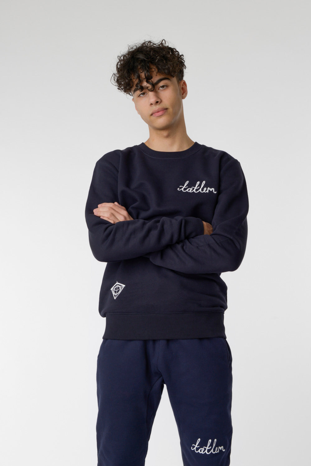 Navy & White Tatlim Diamond Sweatshirt