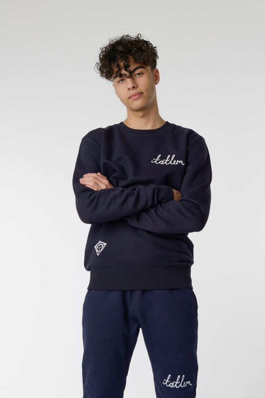 Navy & White Tatlim Diamond Sweatshirt